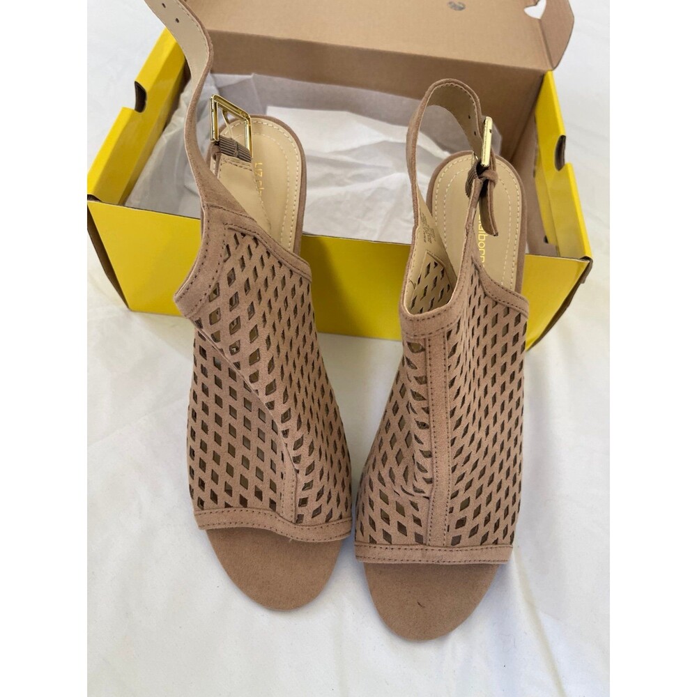 Liz Claiborne - Women’s Slingback Peep-Toe Heels in Taupe- Sz.-9.5M